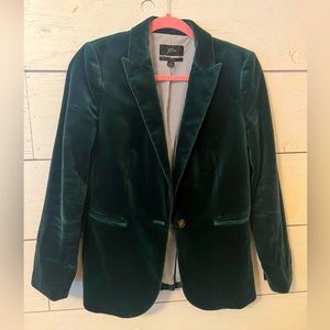 J Crew velvet blazer, dark green, size 4